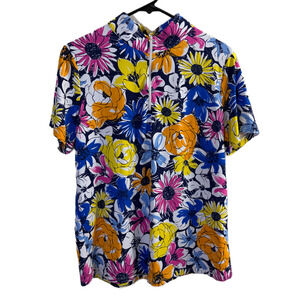 IBKUL Floral Short Sleeve Tank Top in Blue, Yellow, Pink, Orange, White